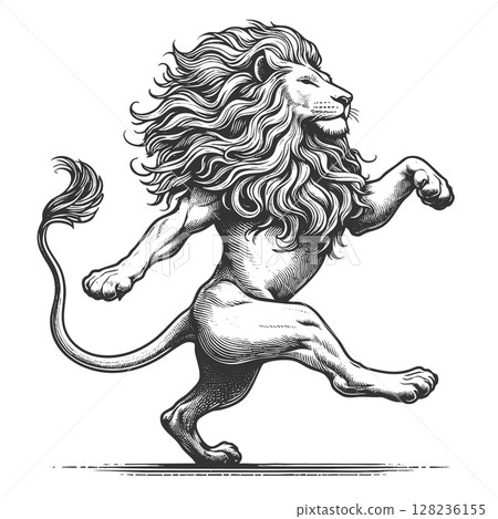 Heraldic Lion engraving sketch vector illustration Heraldic Lion engraving sketch vector illustration 128236155