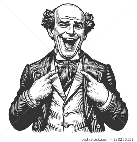 Laughing Man Proudly Pointing at Himself vector 128236191