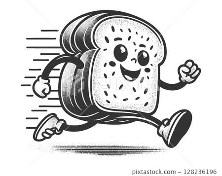 Running Cartoon Bread Slice vector illustration 128236196