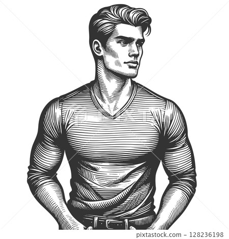 Stylish Muscular Man sketch vector illustration 128236198