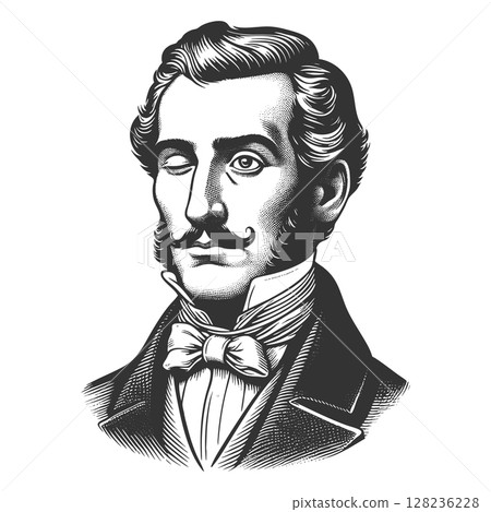 Man with Suspicious Wink engraving sketch vector Man with Suspicious Wink engraving sketch vector 128236228