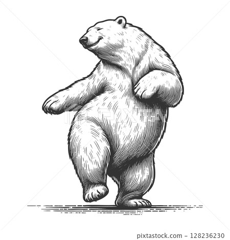 Dancing Polar Bear engraving vector illustration 128236230
