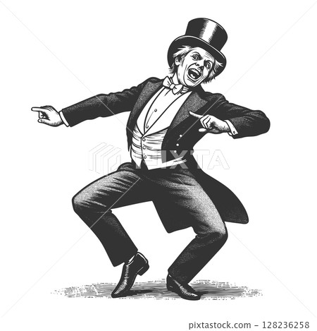 Dancing Gentleman engraving vector illustration Dancing Gentleman engraving vector illustration 128236258