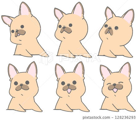 French bulldog icon set with different facial expressions (brown) French bulldog icon set with different facial expressions (brown) 128236293