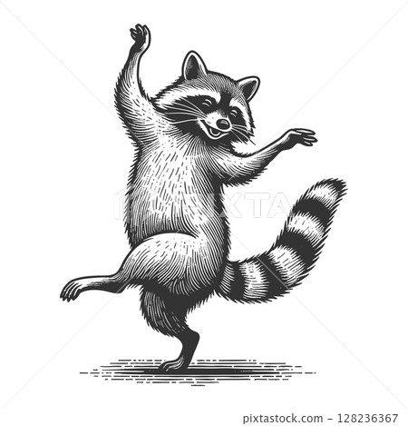 Dancing Raccoon vector illustration 128236367