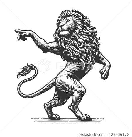 Regal Lion Standing Pointing vector illustration 128236370