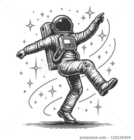 Dancing Astronaut in Space vector illustration 128236404