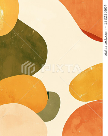 Abstract design featuring colorful shapes on a light background, designed to add a modern artistic touch to any space 128236604