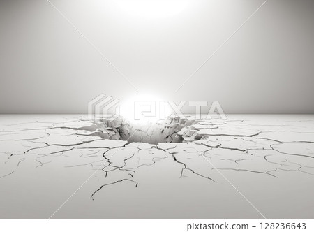 龜裂的地面和牆壁，營造出明亮而未知的空間。 128236643