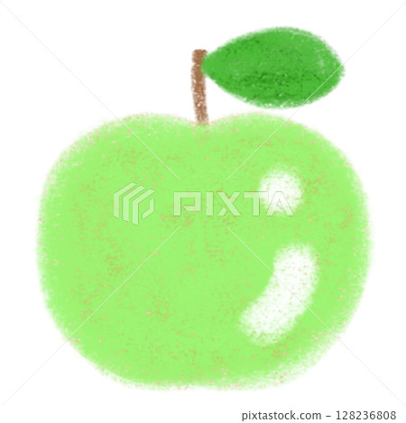 可愛的綠色蘋果手繪插圖 可愛的綠色蘋果手繪插圖 128236808
