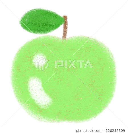 可愛的綠色蘋果手繪插圖 可愛的綠色蘋果手繪插圖 128236809