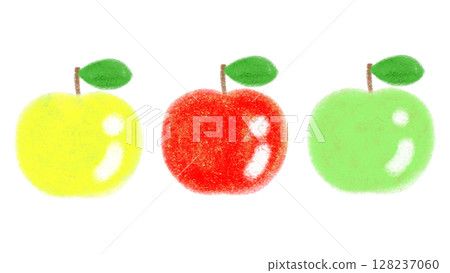 Cute hand-drawn illustration of red, blue, yellow and colorful apples. 128237060