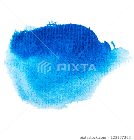Vibrant blue watercolor brush stroke on white background Vibrant blue watercolor brush stroke on white background 128237263