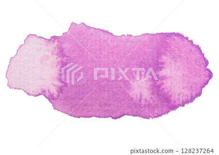 Abstract purple watercolor splash with textured edges on white background 128237264