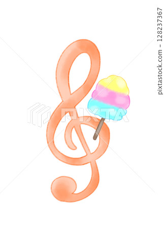 Musical note with cotton candy Musical note with cotton candy 128237367