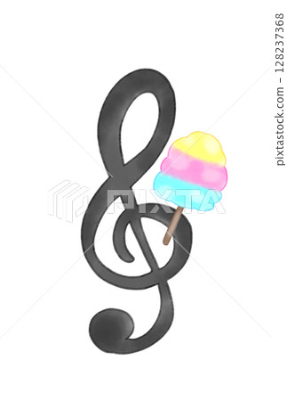 Musical note with cotton candy Musical note with cotton candy 128237368