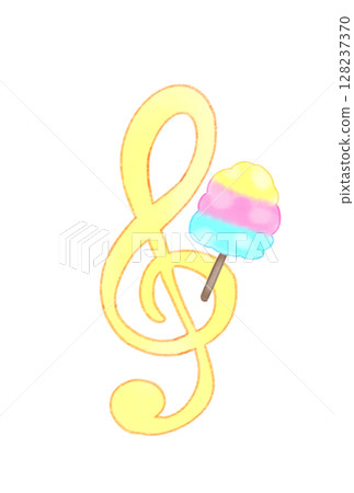 Musical note with cotton candy Musical note with cotton candy 128237370