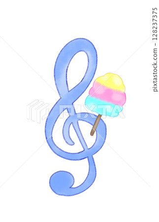 Musical note with cotton candy Musical note with cotton candy 128237375