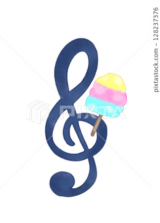 Musical note with cotton candy Musical note with cotton candy 128237376