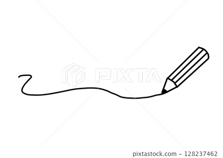 Simple hand-drawn pencil wavy line drawing illustration in black Simple hand-drawn pencil wavy line drawing illustration in black 128237462