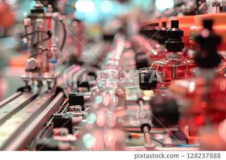 Industrial production line with machinery and automated systems for modern manufacturing 128237888