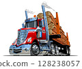 Vector Cartoon logging truck 128238057