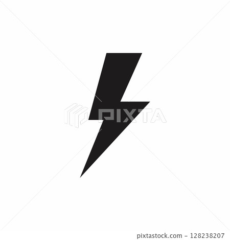 Black lightning bolt icon on white background 128238207