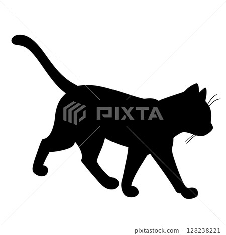 Silhouette of a running horse with flowing mane in motion 128238221