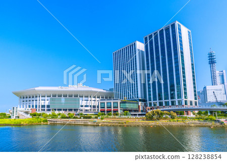 Yokohama cityscape in July. View of the K Arena in Minato Mirai and other areas. July 9, 2025 128238854