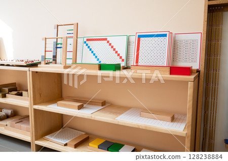Montessori classroom interior Montessori classroom interior 128238884