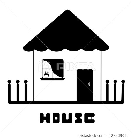 House, black and white illustration House, black and white illustration 128239013