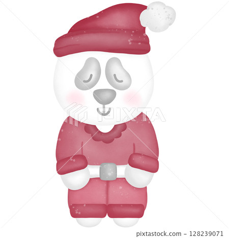 Cute panda Christmas decoration hand drawn illustration 128239071