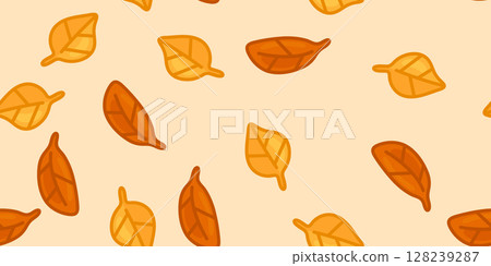 Seamless Cozy Autumn Leaf Pattern 128239287