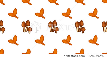 Seamless Cute Mushroom Leaf Pattern 128239292