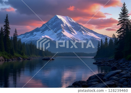 mountains lake in the forest mountains lake in the forest 128239460