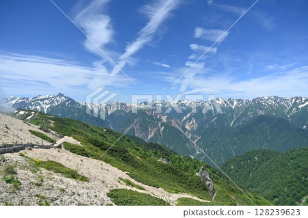 The Northern Alps as seen from Tsubame Sanso The Northern Alps as seen from Tsubame Sanso 128239623