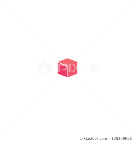 Minimal 3D Cube Icon, Geometric Vector Symbol 128239696