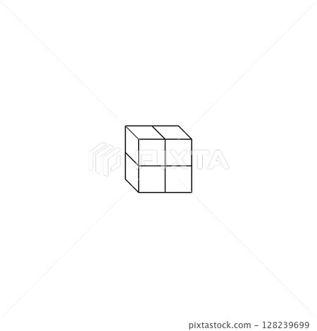 Minimal 3D Cube Icon, Geometric Vector Symbol 128239699