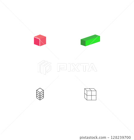 Minimal 3D Cube Icon, Geometric Vector Symbol 128239700