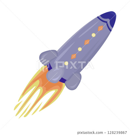 Flying up cute rocket, colorful illustration 128239867