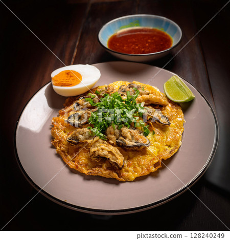 Crispy Oyster Omelette With Spicy Sauce 128240249
