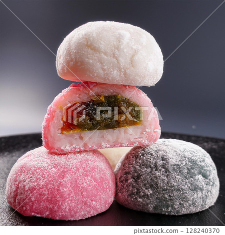 Colorful Mochi Tower with Sweet Filling Colorful Mochi Tower with Sweet Filling 128240370