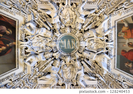 Monogram Maria, fragment of the dome of Salzburg Cathedral Monogram Maria, fragment of the dome of Salzburg Cathedral 128240453
