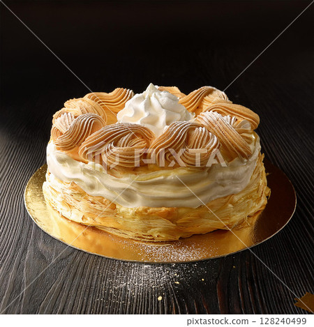 Delicious Vanilla Cream Puff Pastry Called Cremsnit Delicious Vanilla Cream Puff Pastry Called Cremsnit 128240499