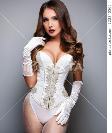 Elegant Woman in Corset and Gloves 128240563