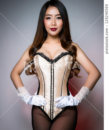 Elegant Woman in Corset and Gloves 128240569