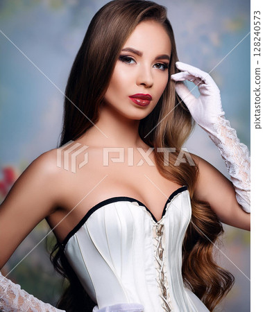 Elegant Woman in Corset and Gloves 128240573