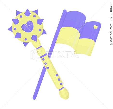 Ukrainian mace and flag, blue and yellow colors 128240676