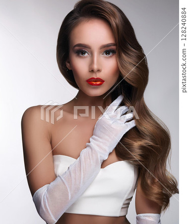 Elegant Woman in Strapless Camisole Display Elegant Woman in Strapless Camisole Display 128240884