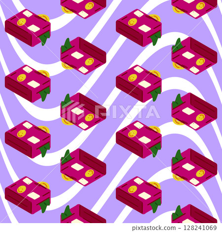 Seamless Cartoon Travel Suitcase Pattern Seamless Cartoon Travel Suitcase Pattern 128241069